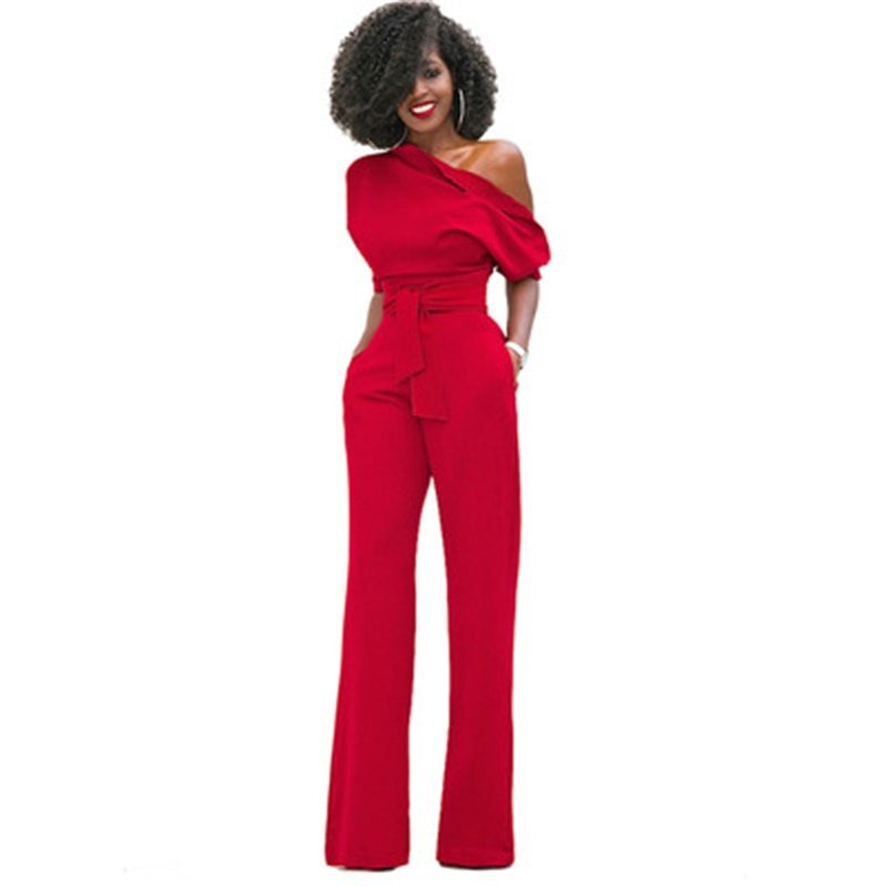 LeRoxy | Elegante One-Shoulder Jumpsuit met Wijde Pijpen | Dames Jumpsuit voor Feest of Avondkleding