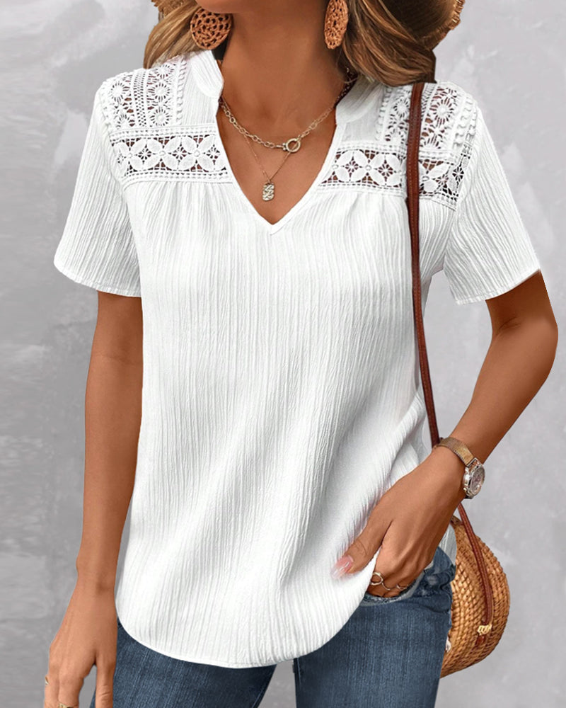 LeRoxy | Effen T-shirt met V-hals voor de Lente en Zomer | Stijlvol en Comfortabel