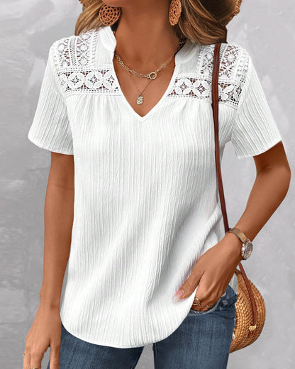 LeRoxy | Effen T-shirt met V-hals voor de Lente en Zomer | Stijlvol en Comfortabel