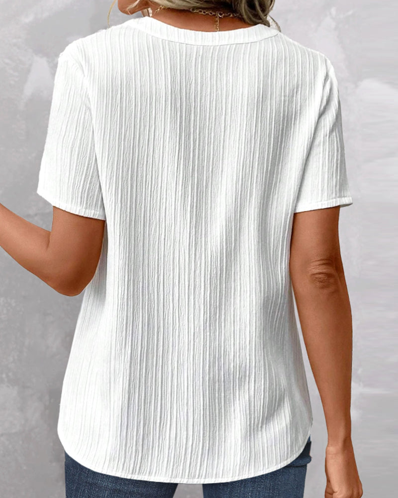 LeRoxy | Effen T-shirt met V-hals voor de Lente en Zomer | Stijlvol en Comfortabel