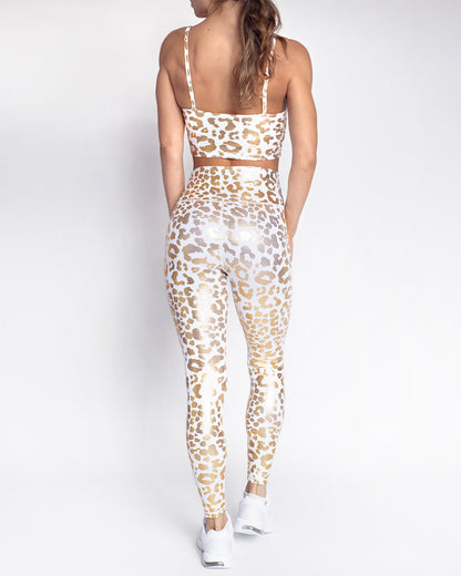 LeRoxy |  Metallic Leopard Leggings | Trendy & Stylish Metallic Animal Print Leggings