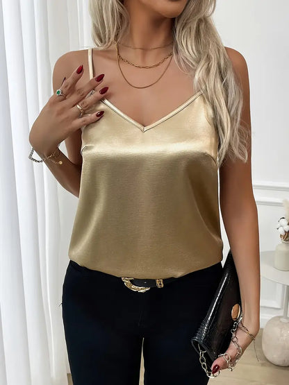 LeRoxy | Satijnen Cami Top met V-Hals en Spaghetti Bandjes | Dames Top