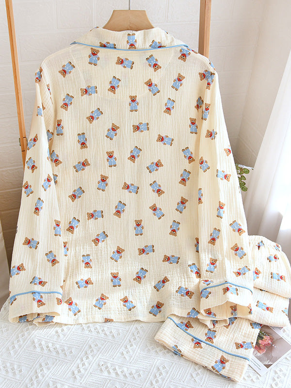LeRoxy | Dames Pyjama Set met Schattige Beerprint | Comfortabele Nachtkleding