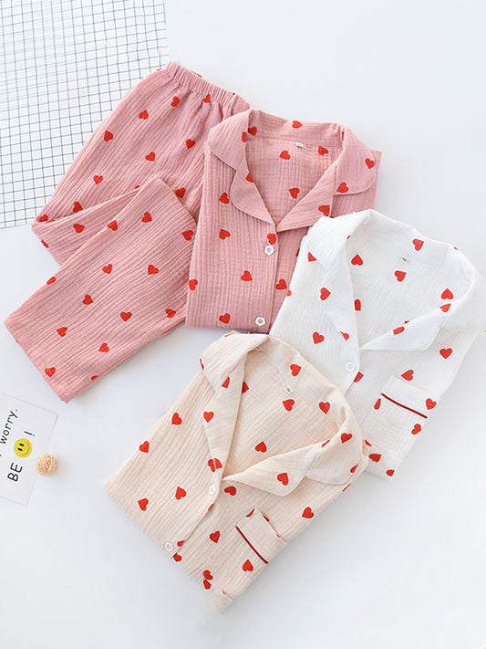 LeRoxy | Dames Pyjama Set van Katoen met Lange Mouwen | Luxe Ontwerp | Comfortabele Nachtkleding
