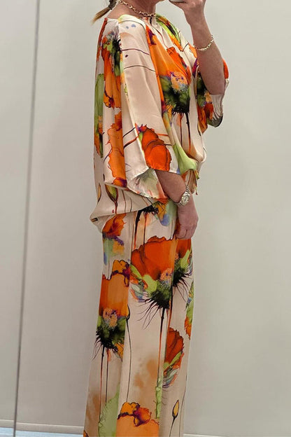 LeRoxy | Vloeiende Bloemenprint Outfit Set | Dames Set met Top en Broek/Rok
