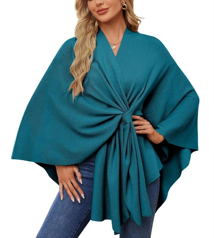 LeRoxy | Dames Poncho met Open Voorzijde en Zachte Sjaal | Comfortabele Elegante Trui
