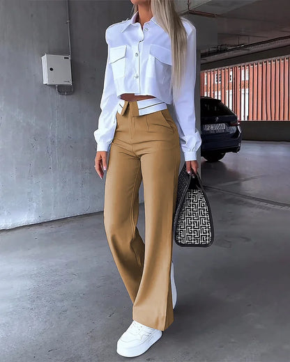 LeRoxy | Crop Top & Wijde Broek met Hoge Taille Set | Comfortabel en Trendy Mode voor Elke Gelegenheid