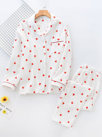 LeRoxy | Dames Pyjama Set van Katoen met Lange Mouwen | Luxe Ontwerp | Comfortabele Nachtkleding