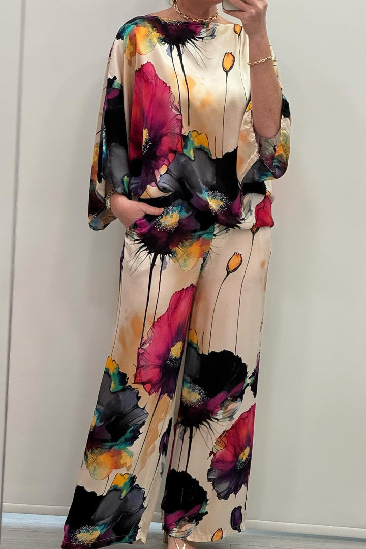 LeRoxy | Vloeiende Bloemenprint Outfit Set | Dames Set met Top en Broek/Rok