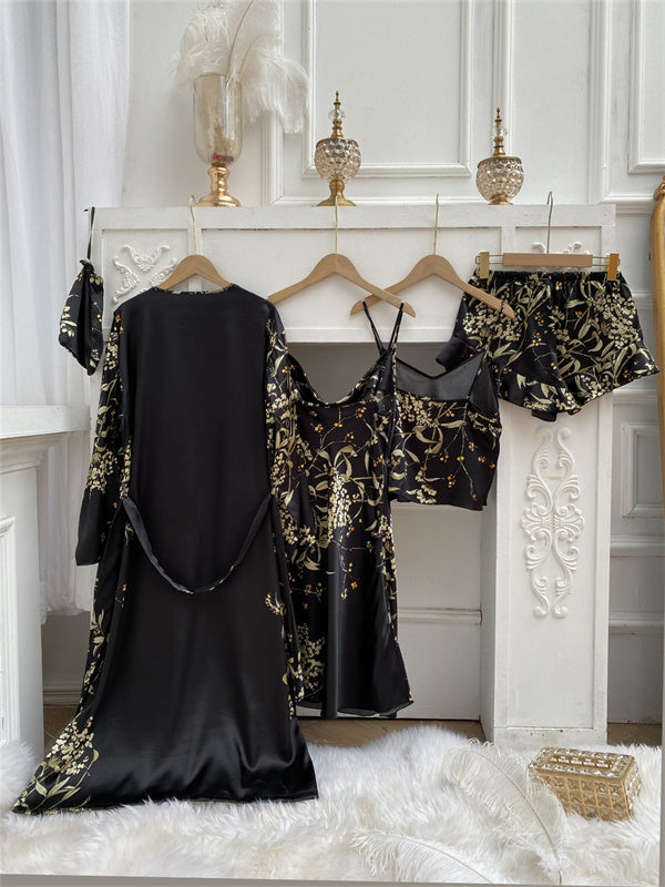 LeRoxy | Luxe Satijnen Dames Pyjama Set | 4-delig Comfortabele Nachtkleding