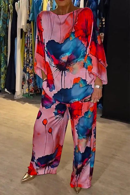 LeRoxy | Vloeiende Bloemenprint Outfit Set | Dames Set met Top en Broek/Rok