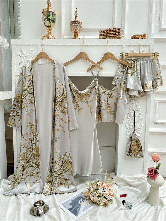 LeRoxy | Luxe Satijnen Dames Pyjama Set | 4-delig Comfortabele Nachtkleding