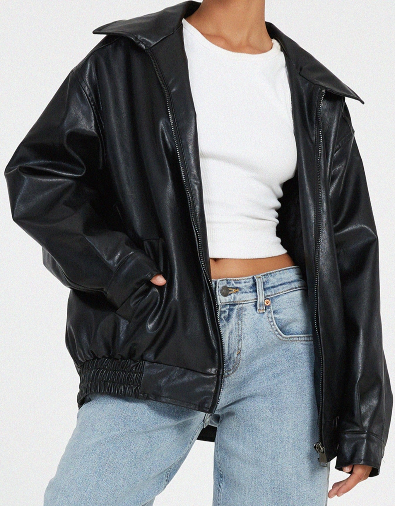 LeRoxy | Trendy Oversized Leren Jas voor Dames | Modieuze Lange Damesjas