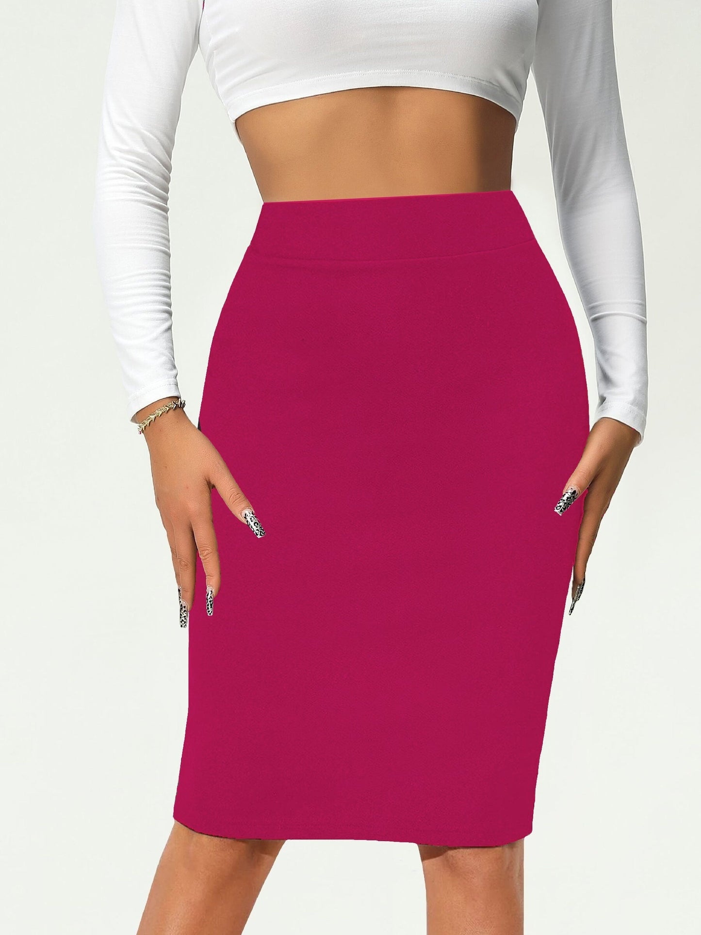 LeRoxy | Effen Kokerrok Hoge Taille | Dames Rok