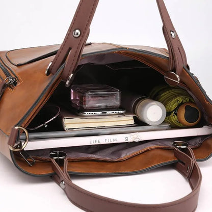 LeRoxy |  Dames Schoudertas | Vintage Leren Handtas van Echt Leer