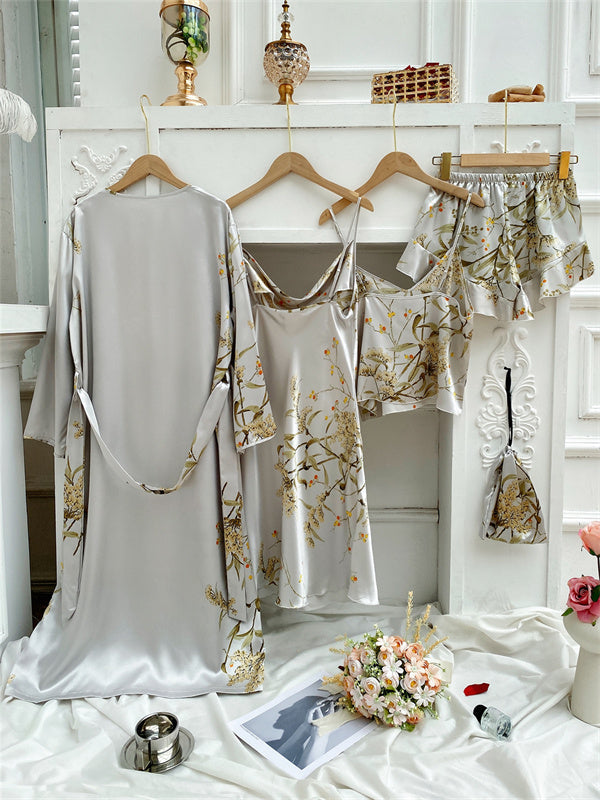 LeRoxy | Luxe Satijnen Dames Pyjama Set | 4-delig Comfortabele Nachtkleding
