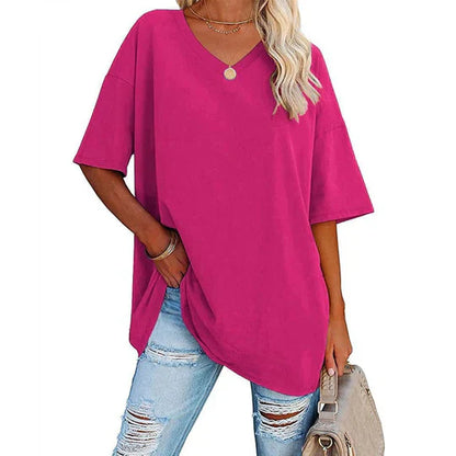 LeRoxy Dames T-Shirt – Oversized V-Hals, Casual & Comfortabel