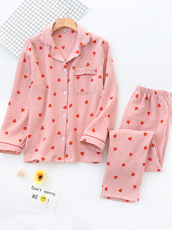 LeRoxy | Dames Pyjama Set van Katoen met Lange Mouwen | Luxe Ontwerp | Comfortabele Nachtkleding