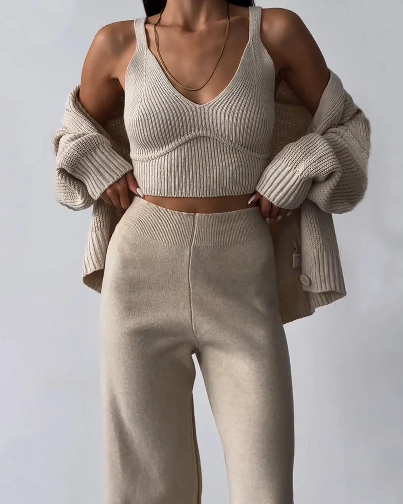 LeRoxy | Elegante Driedelige Set met V-hals | Stijlvol & Comfortabel
