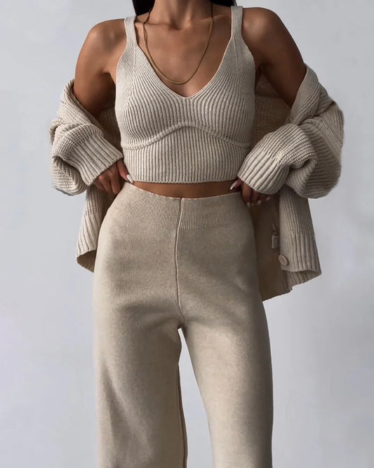 LeRoxy | Elegante Driedelige Set met V-hals | Stijlvol & Comfortabel