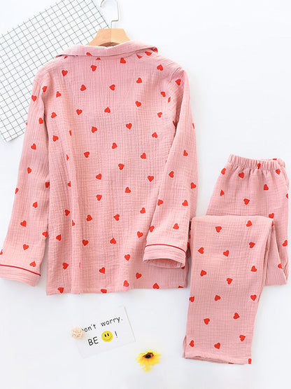 LeRoxy | Dames Pyjama Set van Katoen met Lange Mouwen | Luxe Ontwerp | Comfortabele Nachtkleding