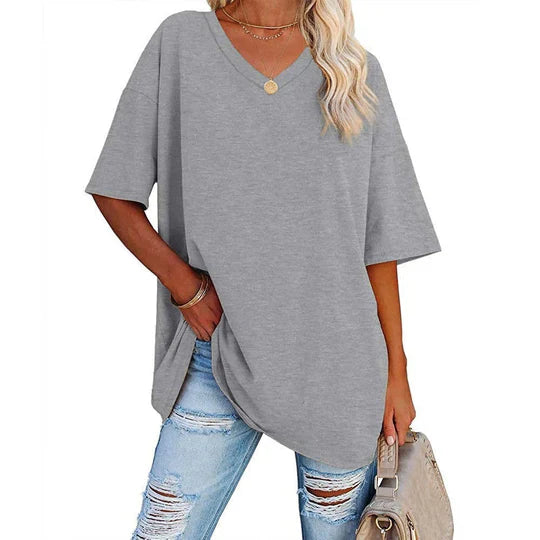 LeRoxy Dames T-Shirt – Oversized V-Hals, Casual & Comfortabel