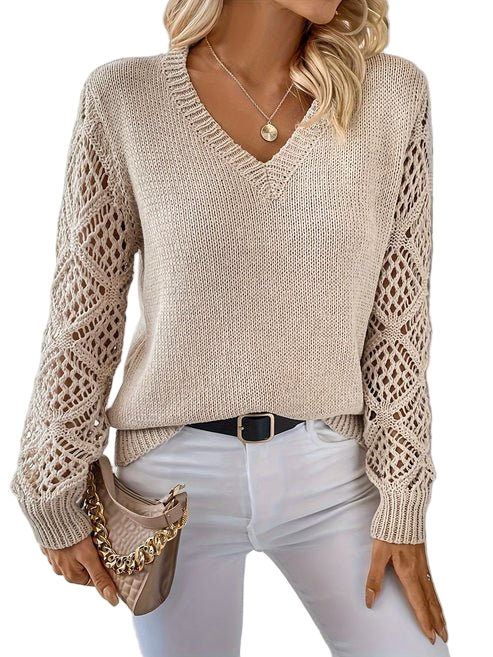LeRoxy | Zachte Gebreide Dames V-Hals Trui | Comfortabele Elegante Sweater