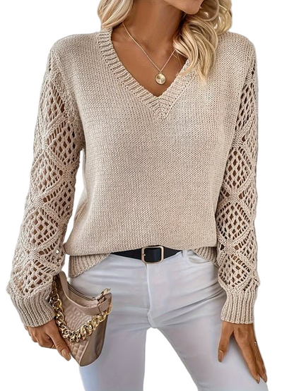 LeRoxy | Zachte Gebreide Dames V-Hals Trui | Comfortabele Elegante Sweater