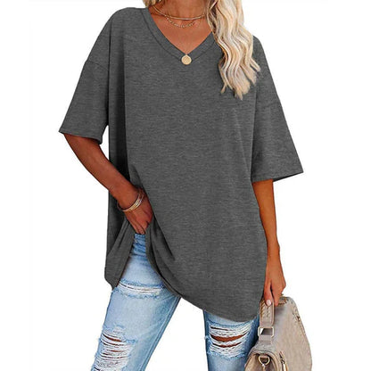 LeRoxy Dames T-Shirt – Oversized V-Hals, Casual & Comfortabel