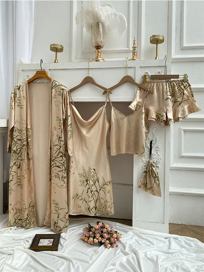 LeRoxy | Luxe Satijnen Dames Pyjama Set | 4-delig Comfortabele Nachtkleding