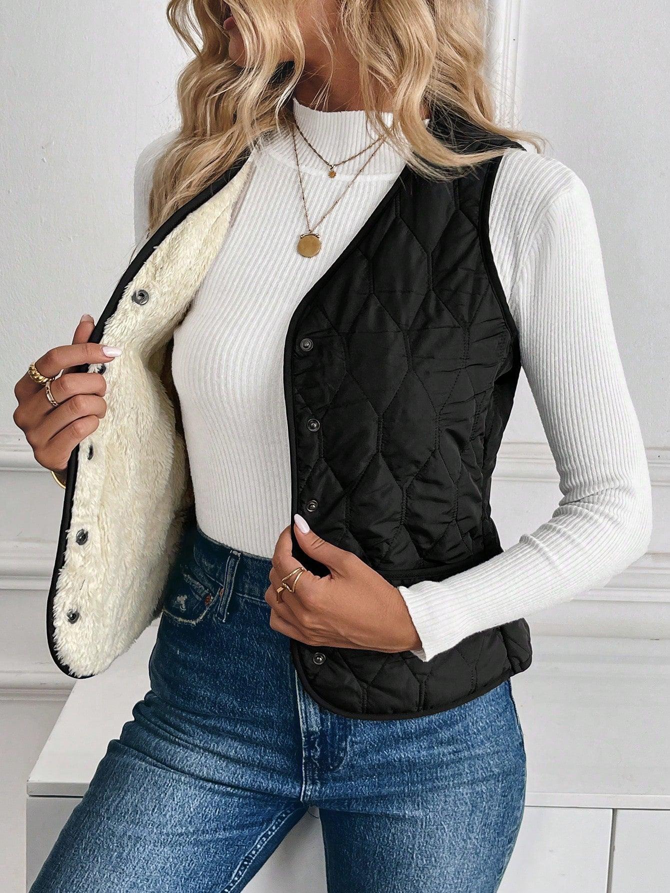 LeRoxy | Dames Gewatteerd Vest met Omgekeerd Lam | Warm Gevoerd Bodywarmer