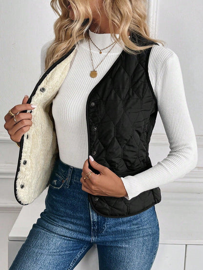 LeRoxy | Dames Gewatteerd Vest met Omgekeerd Lam | Warm Gevoerd Bodywarmer