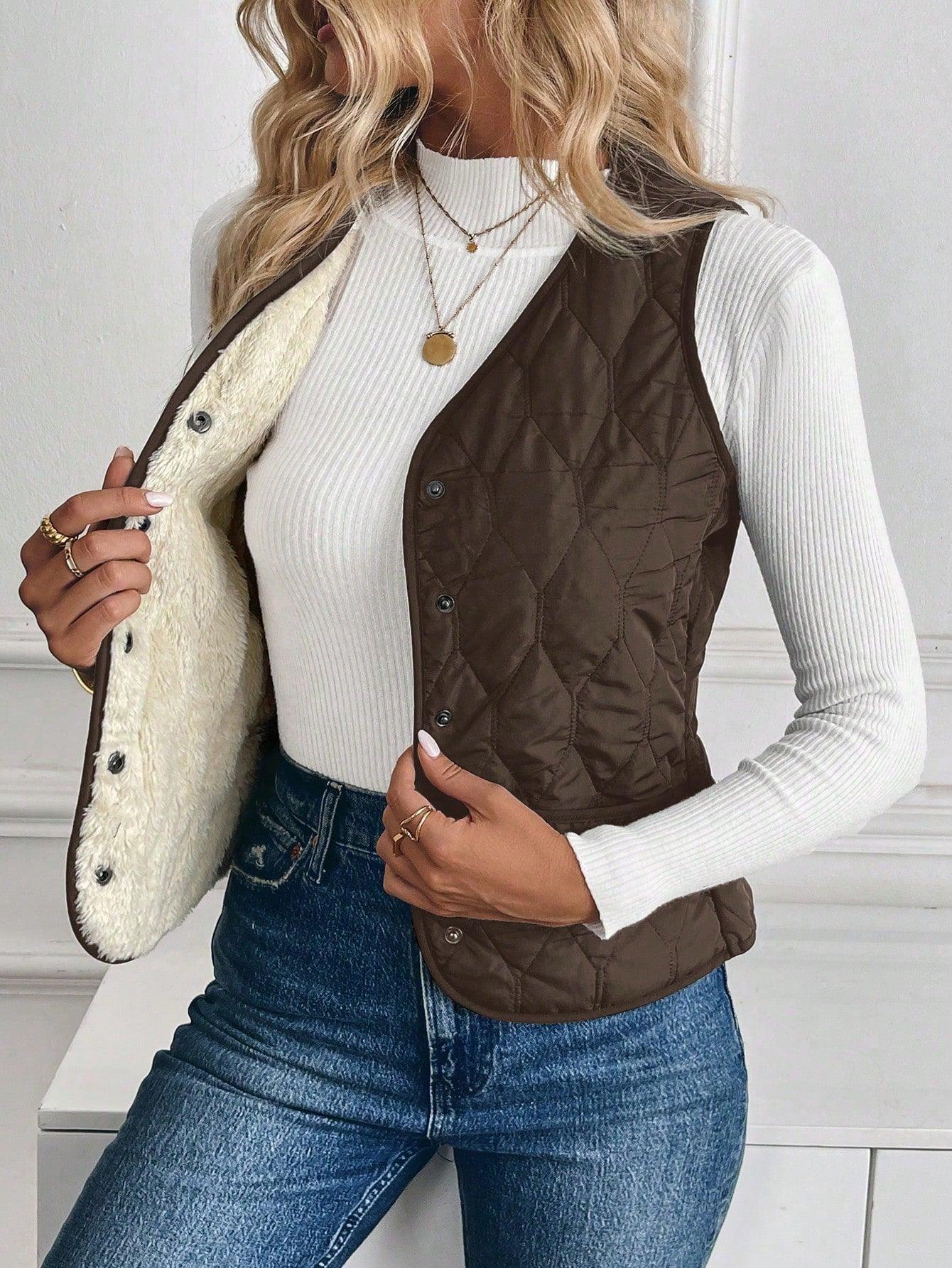 LeRoxy | Dames Gewatteerd Vest met Omgekeerd Lam | Warm Gevoerd Bodywarmer