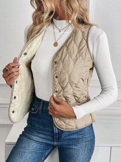 LeRoxy | Dames Gewatteerd Vest met Omgekeerd Lam | Warm Gevoerd Bodywarmer