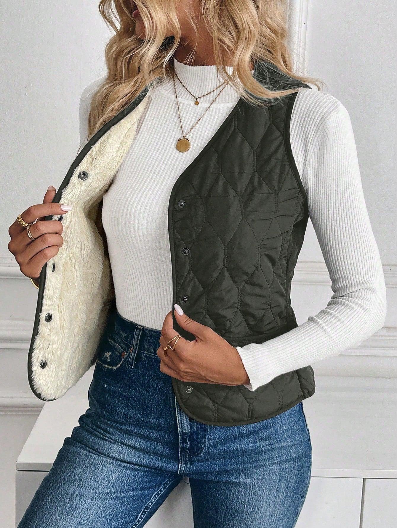 LeRoxy | Dames Gewatteerd Vest met Omgekeerd Lam | Warm Gevoerd Bodywarmer
