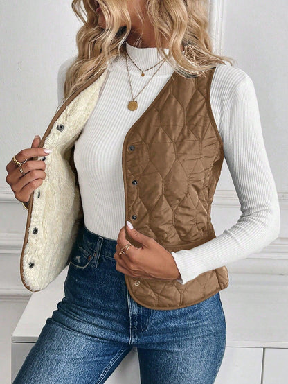 LeRoxy | Dames Gewatteerd Vest met Omgekeerd Lam | Warm Gevoerd Bodywarmer
