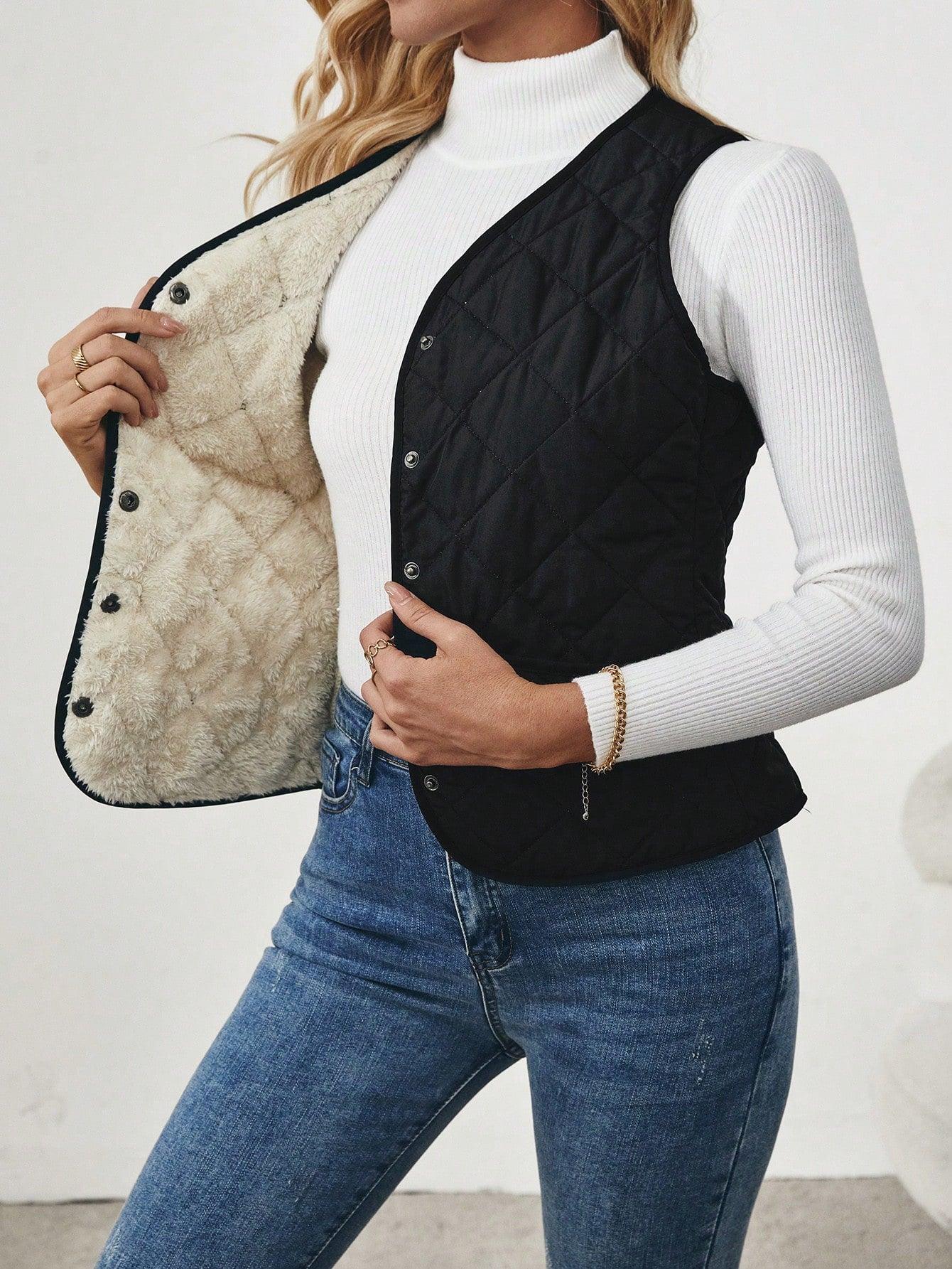 LeRoxy | Dames Gewatteerd Vest met Omgekeerd Lam | Warm Gevoerd Bodywarmer