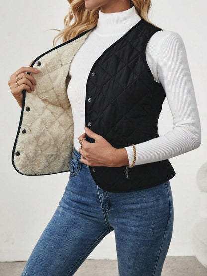 LeRoxy | Dames Gewatteerd Vest met Omgekeerd Lam | Warm Gevoerd Bodywarmer