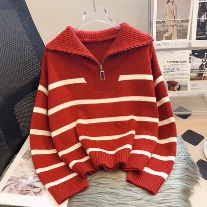 LeRoxy | Gestreepte Dames Half-Zip Trui | Warm & Stijlvol voor Koude Dagen