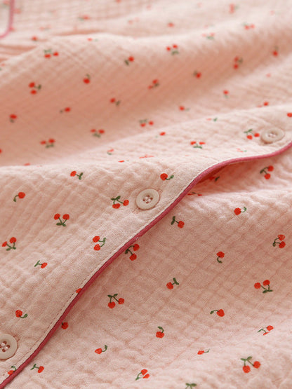 LeRoxy | Dames Pyjama Set van Katoen met Kersenprint | Comfortabele Nachtkleding