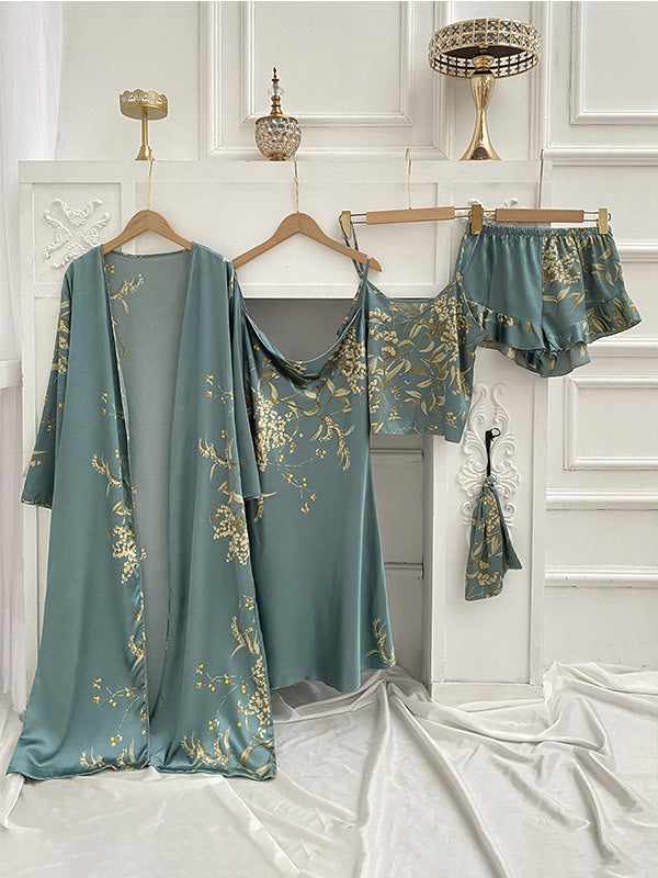 LeRoxy | Luxe Satijnen Dames Pyjama Set | 4-delig Comfortabele Nachtkleding
