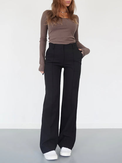 LeRoxy | High-Waist Dames Pantalon met Rechte Pijpen | Comfortabele & Stijlvolle Broek