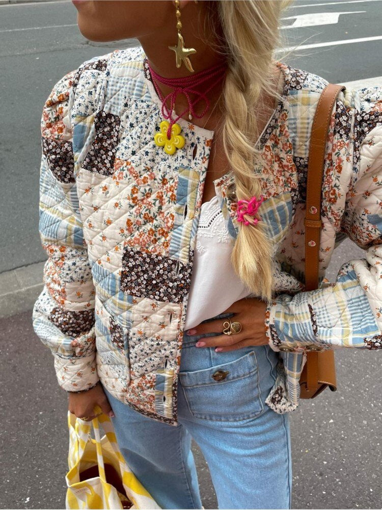 LeRoxy | Boho Dames Lichte Zomerjasje | Patchwork & Bloemenprint
