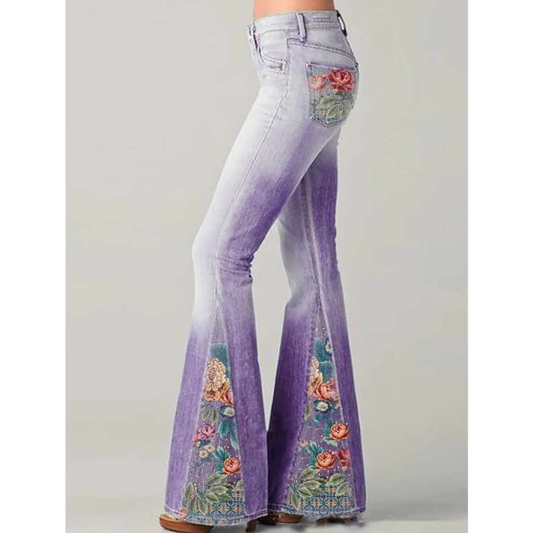 LeRoxy | Dames Flared Jeans | Bloemenprint, Comfortabel & Stijlvol