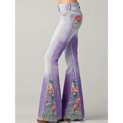 LeRoxy | Dames Flared Jeans | Bloemenprint, Comfortabel & Stijlvol