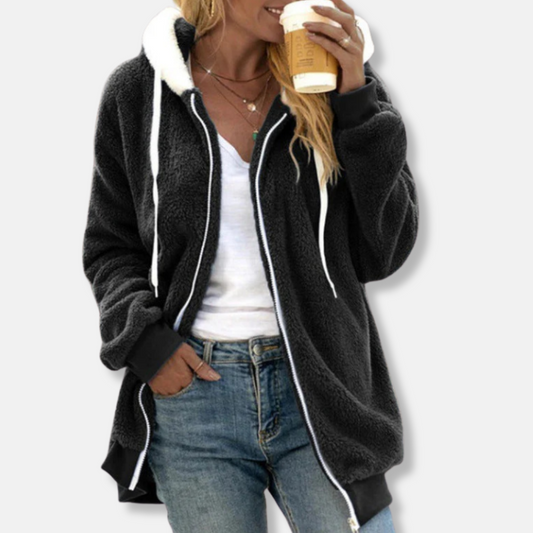 LeRoxy | Dames Hoodie Jas van Pluche Sherpa | Comfortabele Losse Pasvorm & Lange Mouwen