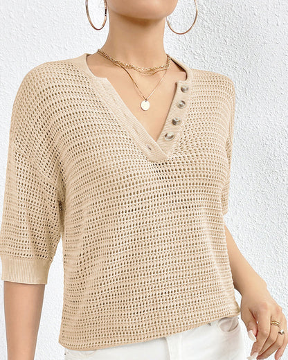 LeRoxy | Luchtige Top met V-Hals - Perfect voor Lente en Zomer | Mode voor Elke Dag