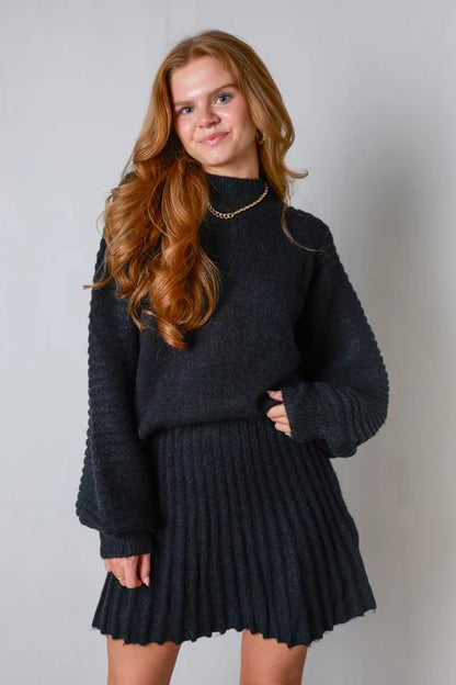 LeRoxy Elegante Geplooide Trui en Rok Set - Stijlvolle Mode voor Elke Gelegenheid