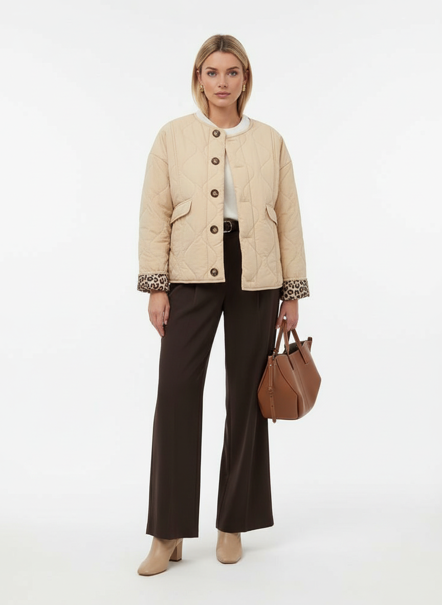 LeRoxy | Elegante Damesjas met Luipaardprint Voering