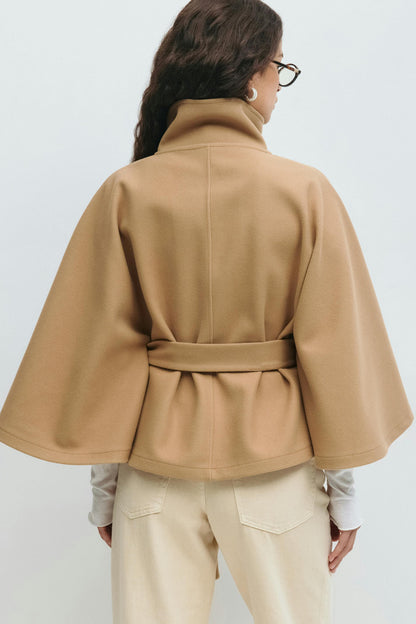 LeRoxy | Dames Capejas | Hoge Kraag, Ceintuur & Elegante Cape-mouwen